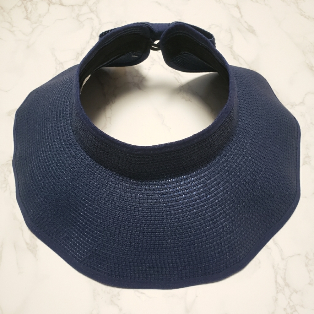 Sun Visor Hats for Women Wide Brim Straw Roll-Up Ponytail Summer Beach Hat.
